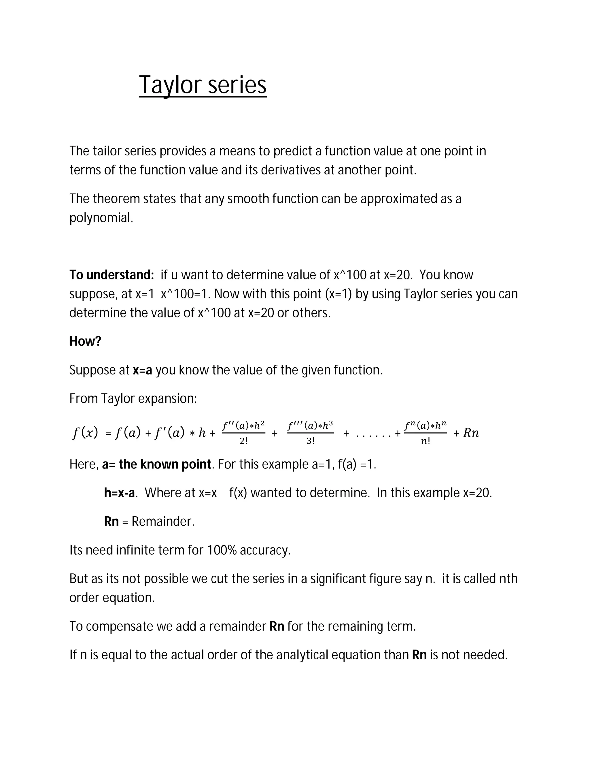 Talor Series Example Taylor series | PDF