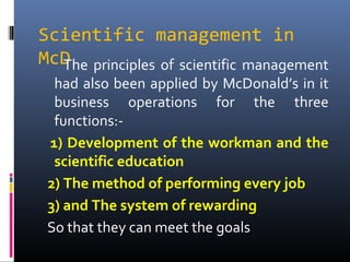 scientific management in mcdonalds