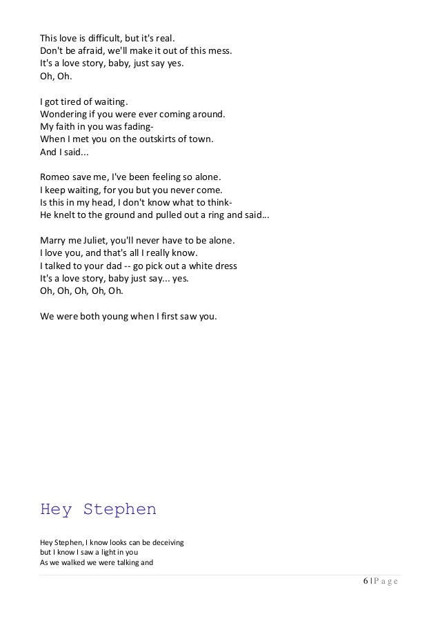 Hey stephen lyrics