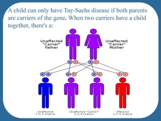 Causes of Tay-SachsThe disease is caused by mutations on chromosome 15 in the HEX A gene, which produces a lack of  hexosaminidase A.