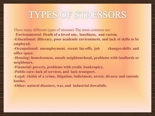 BEHAVIOURAL SYMPTOMSBehavioural are the actions of an individual under stress, these can vary from lows to extremes. -Accident Prone -Loss of Appetite -Loss of Sex drive -Drug abuse -Over or under eating -Insomnia -Restlessness