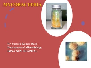 Dr. Sumesh Kumar Dash
Department of Microbiology,
IMS & SUM HOSPITAL
MYCOBACTERIA
 
