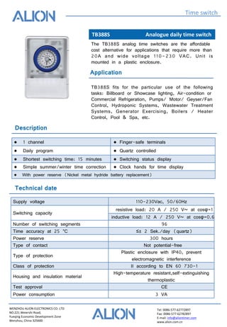 TB388S analogue daily time switch | PDF