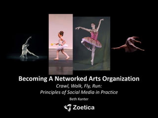 Becoming A Networked Arts Organization Crawl, Walk, Fly, Run:Principles of Social Media in Practice   Beth Kanter 