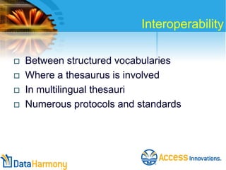 Involved Thesaurus Taxonomy Interoperability Standards | PPTX