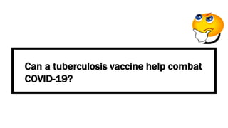Can a tuberculosis vaccine help combat
COVID-19?
 