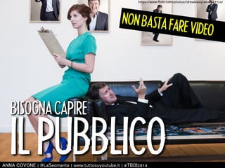 㼔㼠㼠㼜㼟://㼣㼣㼣.㼒㼘㼕㼏㼗㼞.㼏㼛㼙/㼜㼔㼛㼠㼛㼟//㼐㼞㼑㼣㼘㼑㼍㼢㼥/4638947724/ 
NON BASTA FARE VIDEO 
NON BASTA FARE VIDEO 
Bisogna capire le esigenze e i gusti del pubblico 
BISOGNA CAPIRE 
IL PUBBLICO 
㻭㻺㻺㻭 㻯㻻㼂㻻㻺㻱 | 㻬㻸㼍㻿㼑㼛㼙㼍㼚㼠㼑 | 㼣㼣㼣.㼠㼡㼠㼠㼛㼟㼡㼥㼛㼡㼠㼡㼎㼑.㼕㼠 | #㼀㻮㻰㻵2014 
 