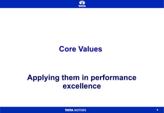 Core Values  Applying them in performance excellence 
