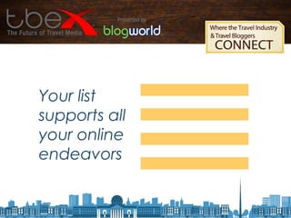 Your list
supports all
your online
endeavors

 