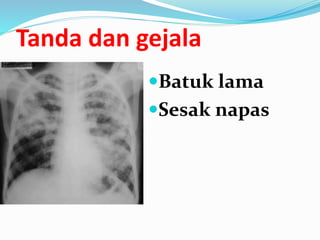 Tanda dan gejala
Batuk lama
Sesak napas
 