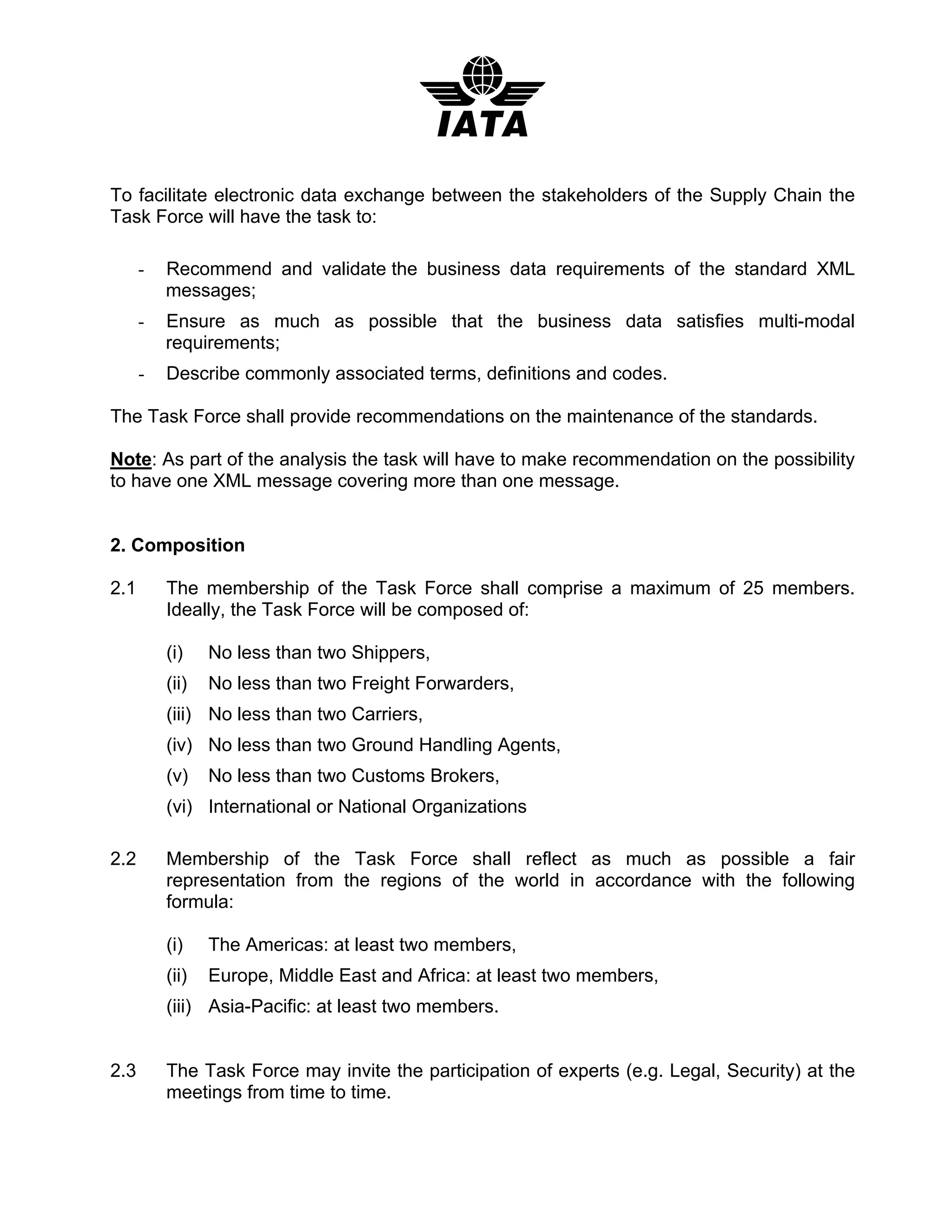 Tbg309092 Cargo Xml Task Force Draft To R V0.7 (Clean) | PDF