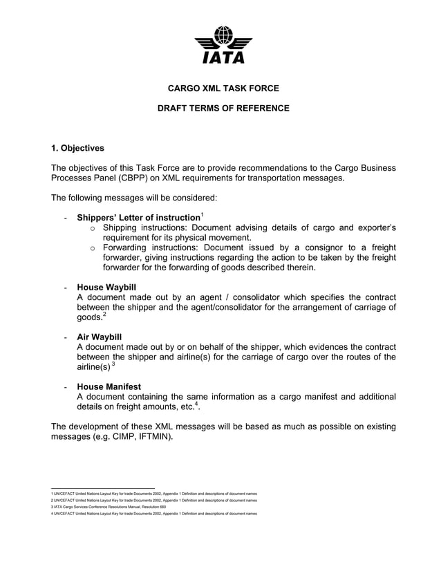 Tbg309092 Cargo Xml Task Force Draft To R V0.7 (Clean)