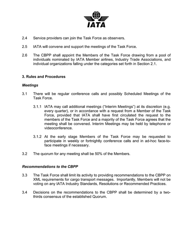 Tbg309092 Cargo Xml Task Force Draft To R V0.7 (Clean)