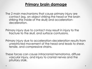 Primary Injury Traumatic brain injury | PDF