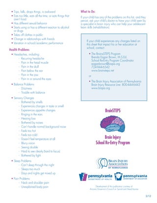 TBI Signs & Symptoms for Schools & Students: Concussion | PDF