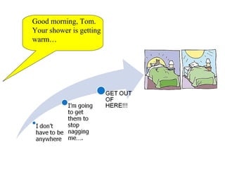 Good morning, Tom.
Your shower is getting
warm…

 