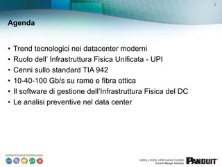 2




Agenda


•   Trend tecnologici nei datacenter moderni
•   Ruolo dell‟ Infrastruttura Fisica Unificata - UPI
•   Cenn...