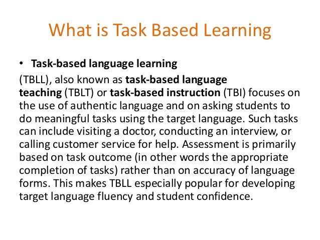 Tbl Task Based Learning