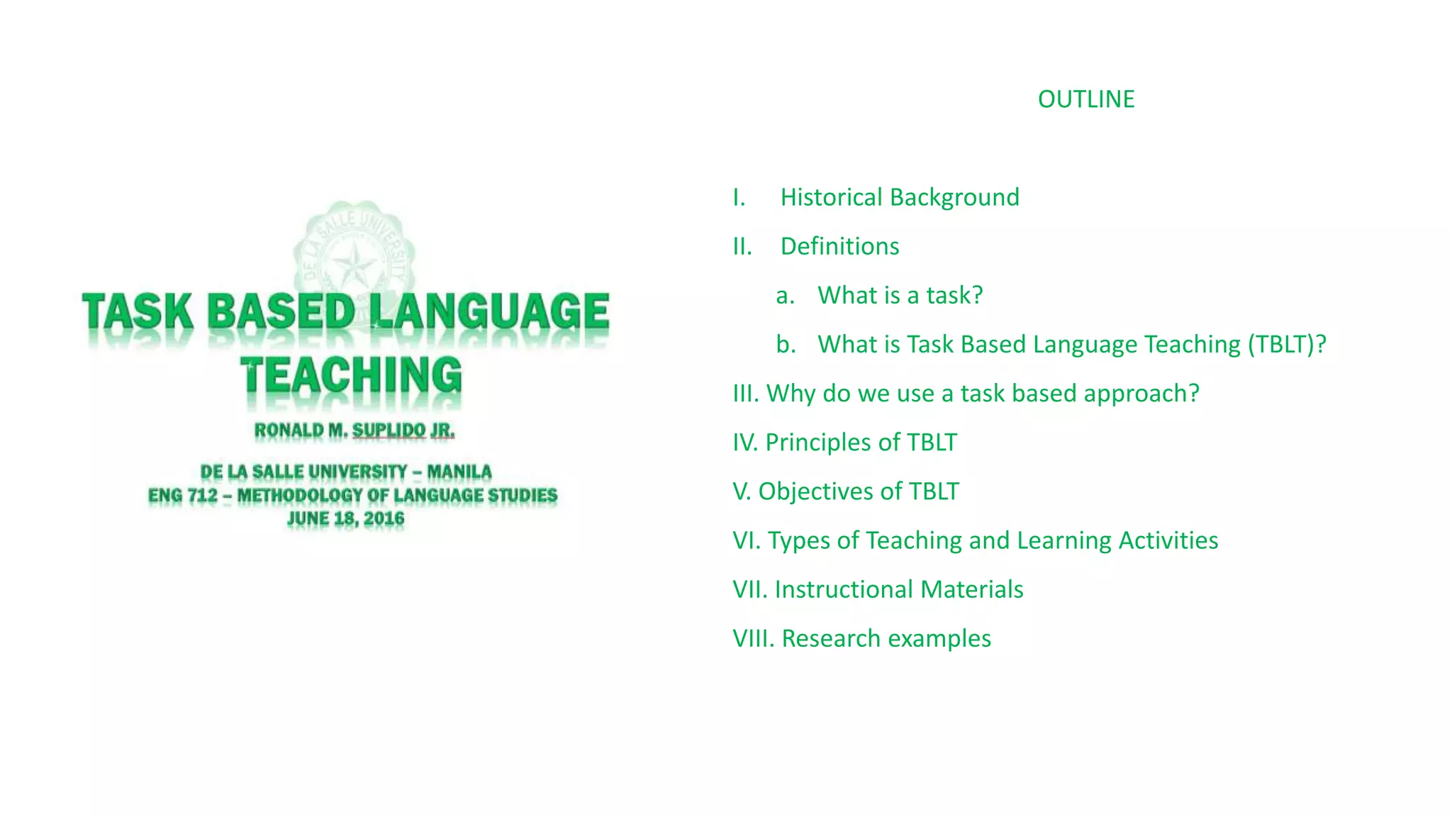 Task-Based Language Teaching (TBLT) | PPTX