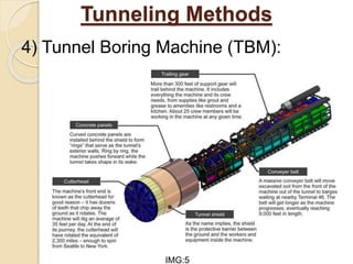 Tunneling Methods
4) Tunnel Boring Machine (TBM):
IMG:5
 