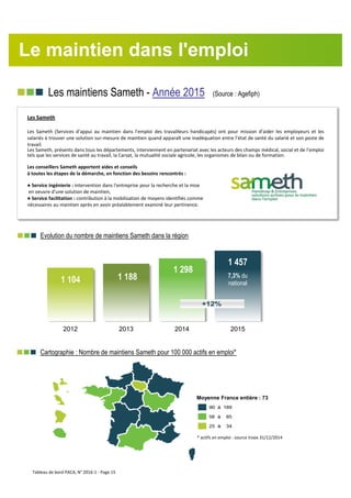 nnn Les maintiens Sameth - Année 2015 (Source : Agefiph)
nnn Evolution du nombre de maintiens Sameth dans la région
nnn Ca...