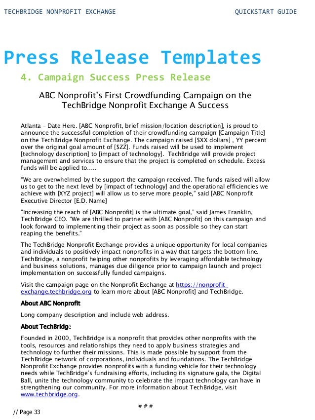 campaign press release template Resource library.