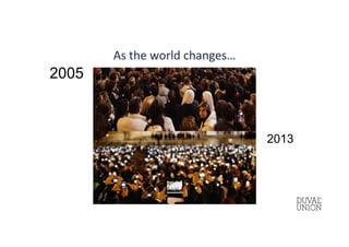 As the world changes…
2005
2013
 