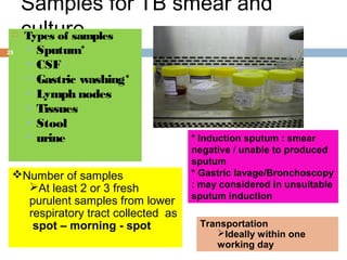 Tb Sample Types Tb presentation lab diagosis sept 2013 | PPT