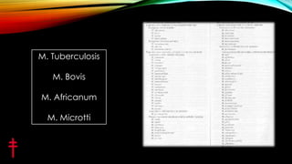 M. Tuberculosis
M. Bovis
M. Africanum
M. Microtti

 