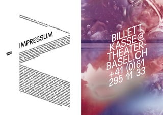 124
125
HERAUSGEBER Theater Basel, Postfach, CH-4010 Basel | INTENDANT Andreas Beck |
KAUFMÄNNISCHE DIREKTORIN Henriette Götz
FOTOGRAFIE Ensemble porträtiert von Lucia Hunziker – ausser: Robin Adams © Matthias
Günter, Jonas Anders © Yvonne Schmedemann, Gurgen Baveyan © Wolfgang Runkel, Emma
Bell     © Paul Foster-Williams, Michael Bennett © Caroline Doutre, Vasilisa Berzhanskaya 
© Lena Fainberg, Audrey Bonnet © Romain Kronenberg, Holger Bülow © Alexander
Moitzi, Jasmin Etezadzadeh © Vera von Reinersdorff, Noa Frenkel © Yael Bartana, Davide
Giusti © privat, Pascal Goffin © Hannes Caspar, Jonas Götzinger © Fanny Belling, Kali
Hardwick © Yonjai Sohn, Anica Happich © Gernot Kaspersetz, Mareike Hein © William
Minke, Antoin Herrera-Lopez Kessel © Étienne Goulot-Martin, Dmytro Kalmuchyn © Artan
Hürsever, Paull-Anthony Keightley © Angelo di Benedetto, Alasdair Kent © John Matthew
Myers, Stefanie Knorr © Aude Freyburger, Cathrin Lange © Peter Wattendorff, Thomas
Lehman © Simon Pauly, Vincent zur Linden © Julian Paul, Valentina Mastrangelo © 
Alberico Fausti, Marisol Montalvo © privat, Julia Nachtmann © Marc Hohner, Cristina
Pasaroiu © Patrik Hänggi, Sofia Pavone © Boris Seifert, Cécile van de Sant © Simon van
Boxtel, Rachel Scott © Nir Arieli, Oksana Sekerina © privat, Moritz vonTreuenfels © Jeanne
Degraa, Alexander Vassiliev © Kay Blaschke | GESTALTUNG Perndl+Co: Regula Widmer,
Eva Wlk, Monika Pufflerova, Roland Hörmann, Margareta Stern | DRUCK Gremper AG,
Basel / Pratteln | PLANUNGSSTAND 5. April 2019, Änderungen vorbehalten.
IMPRESSUM
REDAKTION Dramaturgie und Öffentlichkeitsarbeit, Kaufmännische Direktion und
Betriebsdirektion,Billettkasse:AnjaAdam,ChristophAdam,CarmenBach,SarahBaschung,
Lukas Bieri, Michael Billenkamp, Claudia Brier, Verena Doerig, Sabine Egli, Julia Fahle,
BettinaFischer,MartinFrank,RouvenGenz,JonasHaaf,PavelB.Jiracek,TinaKeller,Juliane
Luster, Johanna Mangold, Belinda Schweizer, Manuela Seiler, Almut Wagner, Natalie
Widmer | LEKTORAT UND KORREKTORAT Manuela Seiler | PROJEKTMANAGEMENT UND
SCHLUSSREDAKTION Claudia Brier
 