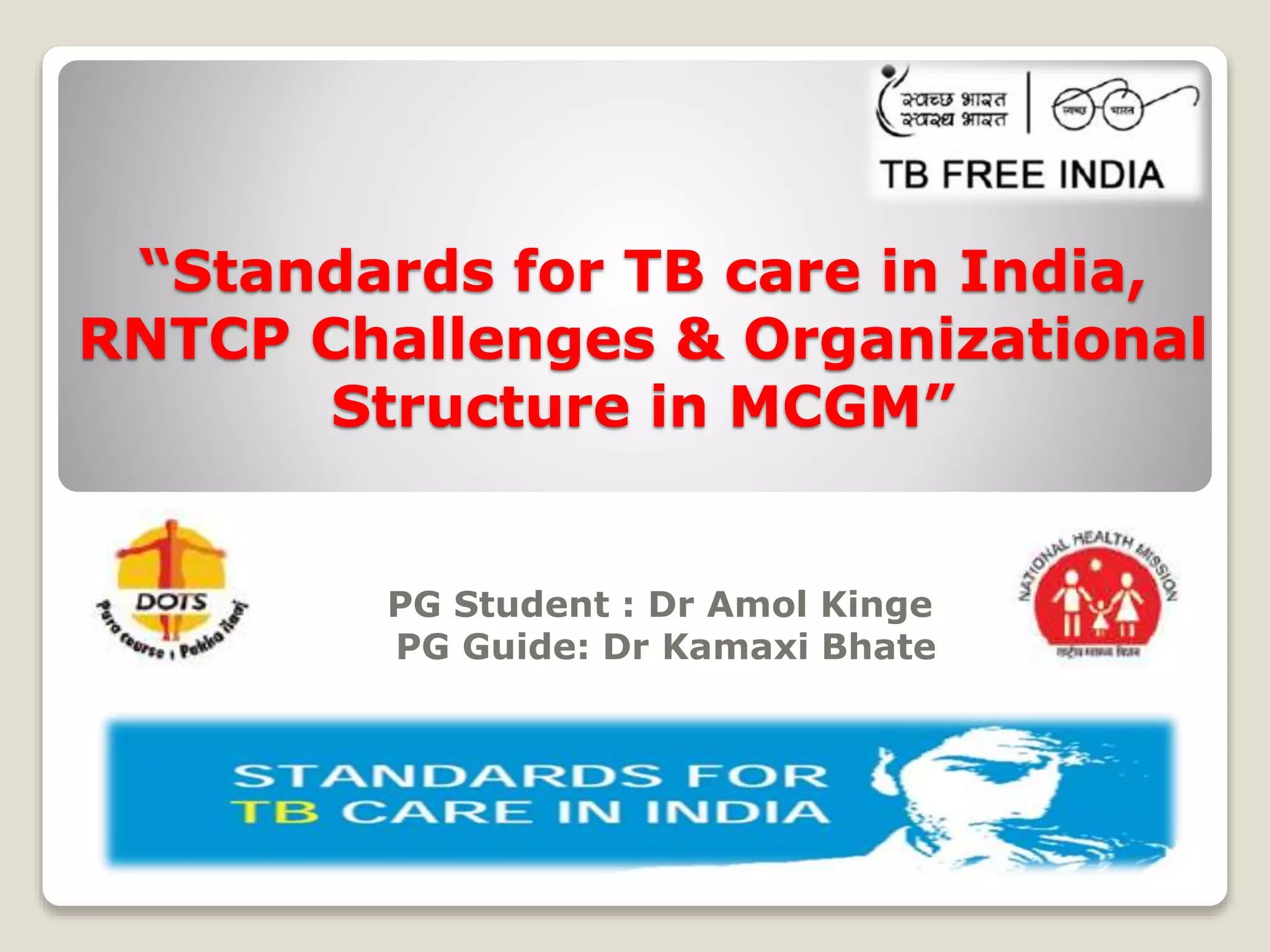 Standards for TB care in India, RNTCP challenges India, Maharashtra
