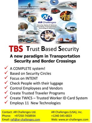 TBS Trust Based Security A new paradigm in Transportation Security and Border Crossings ,[object Object]