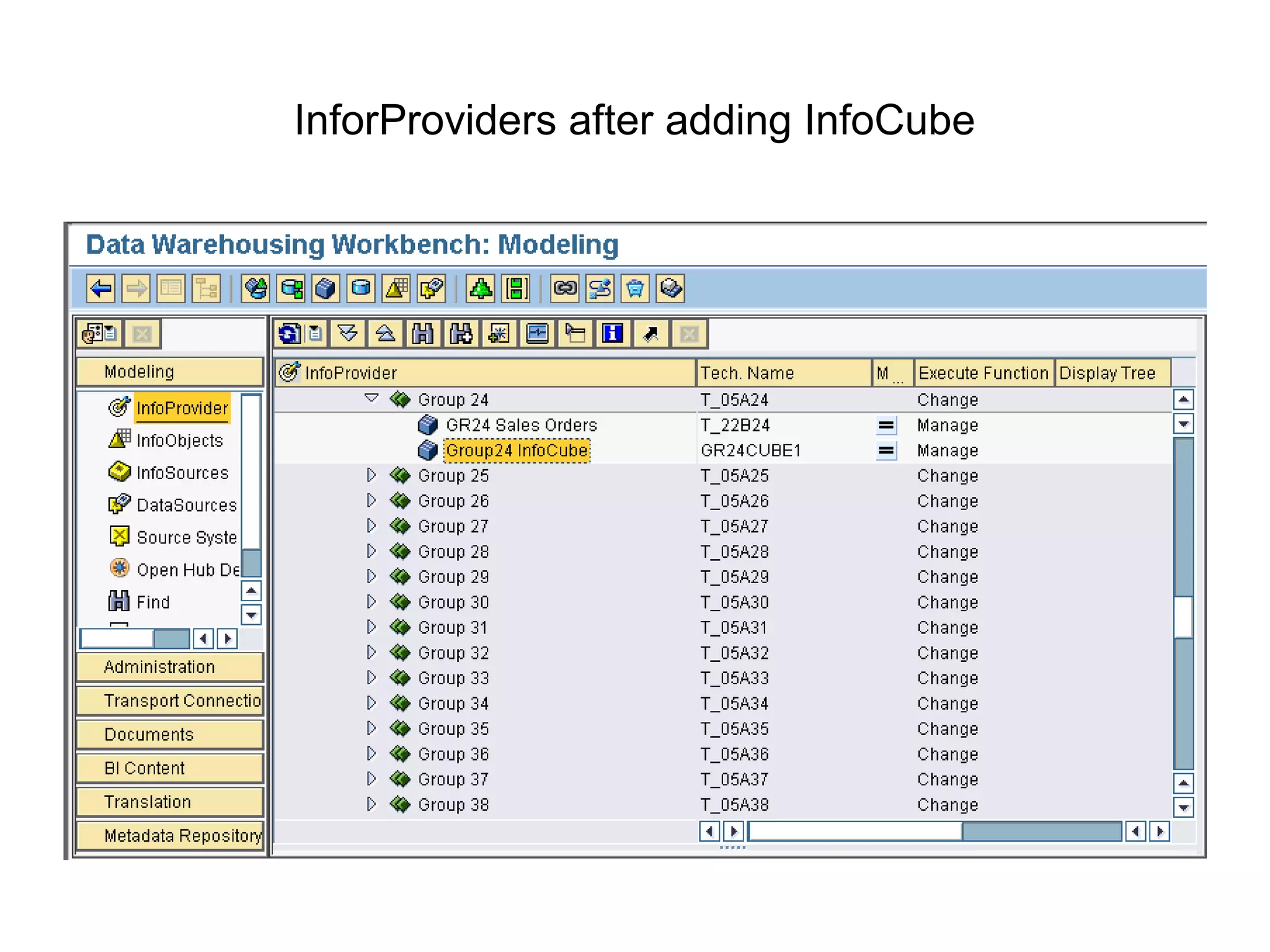 InforProviders after adding InfoCube
 