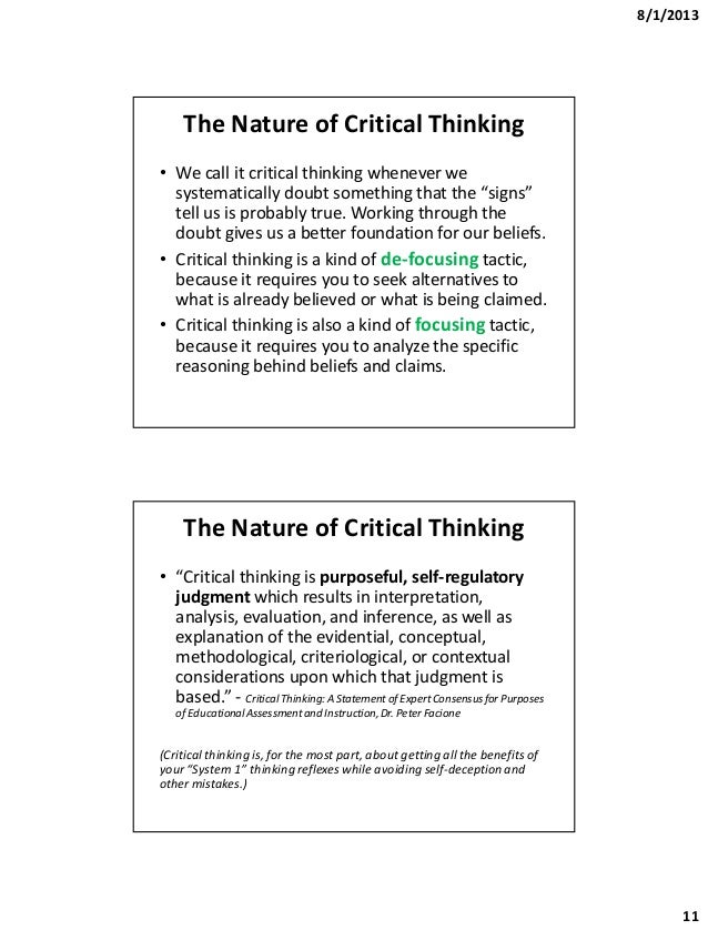 Compare and contrast critical thinking and non critical thinking picture