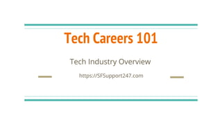 Tech Careers 101
Tech Industry Overview
https://SFSupport247.com
 