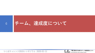 チーム、達成度について6
つくばチャレンジ2019シンポジウム 2020-01-11
 