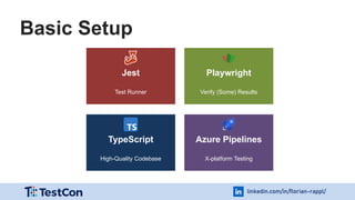 linkedin.com/in/florian-rappl/
Basic Setup
Jest
Test Runner
Playwright
Verify (Some) Results
TypeScript
High-Quality Codebase
Azure Pipelines
X-platform Testing
 