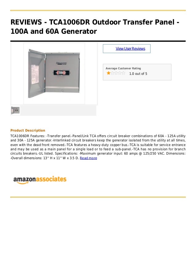 Link for 100A Utility and 60A Generator TRC Outdoor Transfer Sub Panel