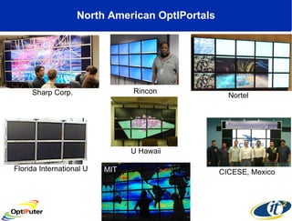 North American OptIPortals MIT U Hawaii CICESE, Mexico Nortel Florida International U Sharp Corp. Rincon 