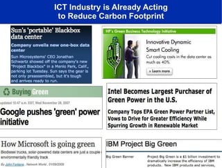 ICT Industry is Already Acting to Reduce Carbon Footprint 