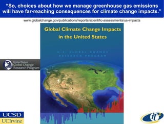 “ So, choices about how we manage greenhouse gas emissions will have far-reaching consequences for climate change impacts....