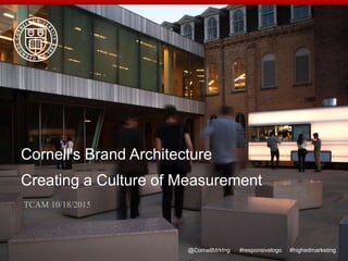@CornellMrktng #responsivelogo #highedmarketing
Cornell's Brand Architecture
Creating a Culture of Measurement
TCAM 10/18/2015
 