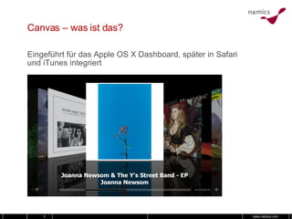 Canvas – was ist das? Eingeführt für das Apple OS X Dashboard, später in Safari und iTunes integriert 