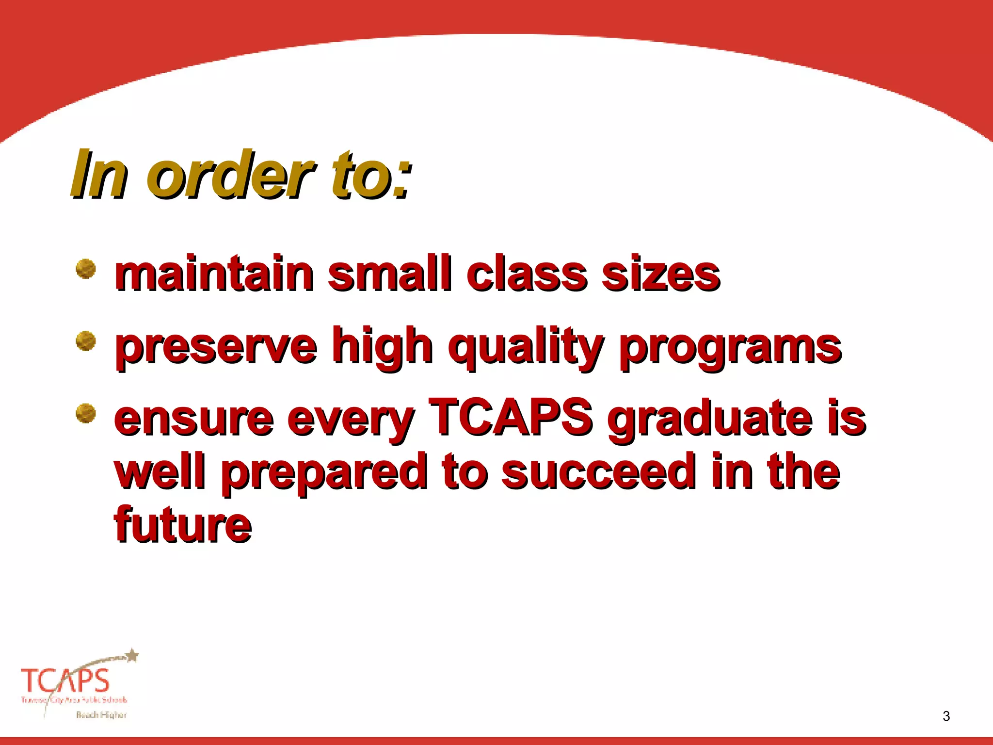 TCAPS' School Closing Criteria PPT