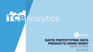 RAPID PROTOTYPING DATA
PRODUCTS USING SHINY
rstudio::conf 2018
2017-02-02
 