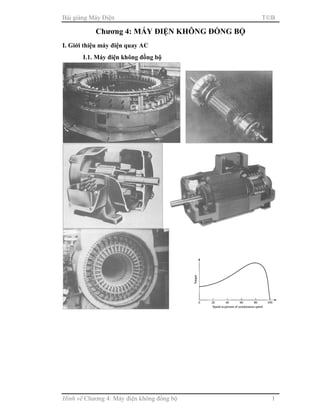 Bài giảng Máy Điện TB
Hình vẽ Chương 4: Máy điện không đồng bộ 1
Chương 4: MÁY ĐIỆN KHÔNG ĐỒNG BỘ
I. Giới thiệu máy điện quay AC
I.1. Máy điện không đồng bộ
 