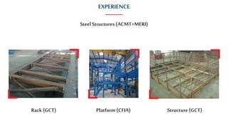 Rack (GCT) Platform (CFIA) Structure (GCT)
Steel Structures (ACMT+MERI)
EXPERIENCE
 