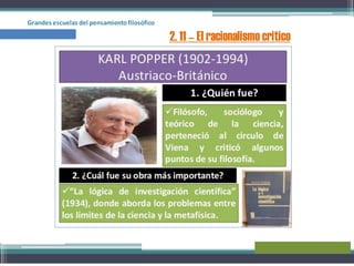 Grandes escuelas del pensamientofilosófico
2. 11 – El racionalismo critico
 