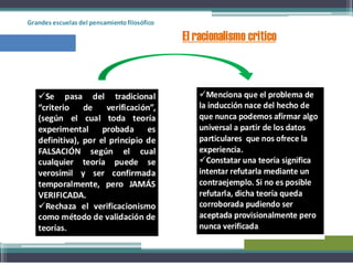 Grandes escuelas del pensamientofilosófico
El racionalismo critico
 