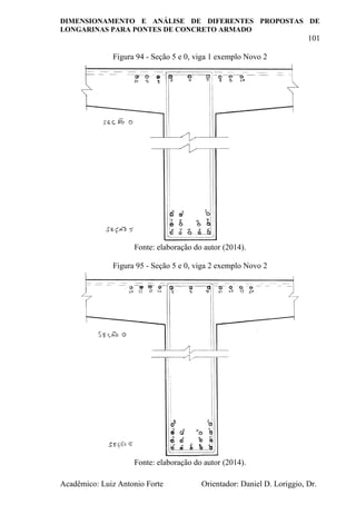 DIMENSIONAMENTO E ANÁLISE DE DIFERENTES PROPOSTAS DE
LONGARINAS PARA PONTES DE CONCRETO ARMADO
101
Acadêmico: Luiz Antonio Forte Orientador: Daniel D. Loriggio, Dr.
Figura 94 - Seção 5 e 0, viga 1 exemplo Novo 2
Fonte: elaboração do autor (2014).
Figura 95 - Seção 5 e 0, viga 2 exemplo Novo 2
Fonte: elaboração do autor (2014).
 